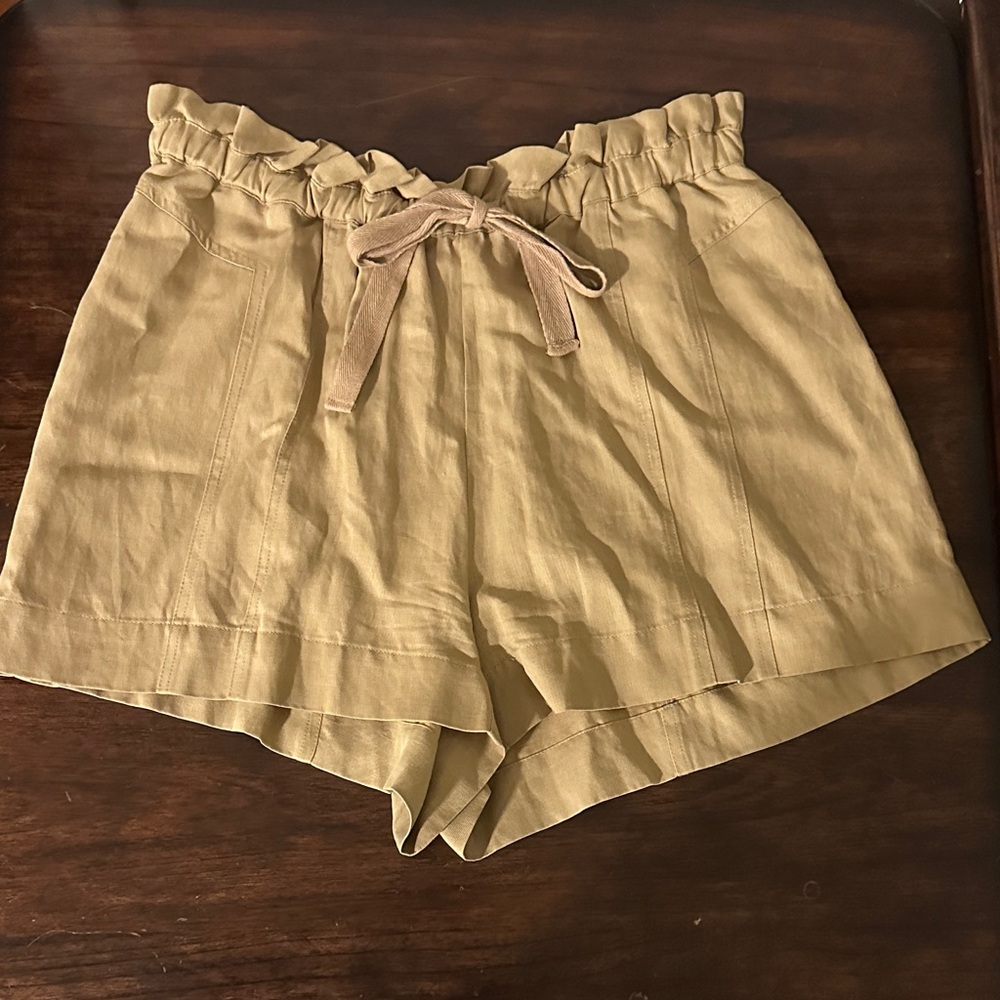 Ulla Johnson Light Tan Paperbag Waist Drawstring Shorts